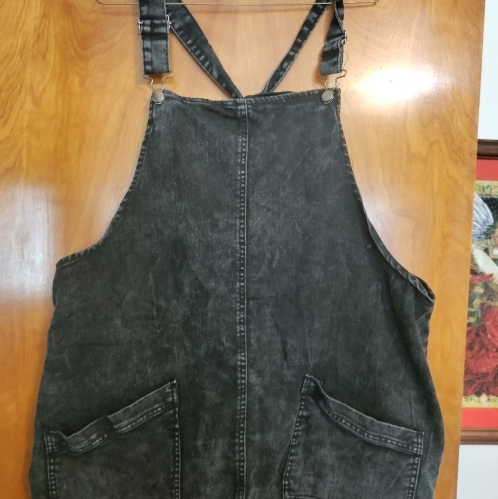 Black Acid Wash DenimOverall Dress
